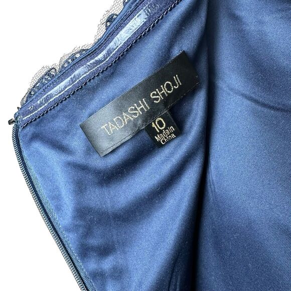 Tadashi Shoji Navy Blue Sequin Evening Gown Formal Dress 10 | Modest Wedding - Picture 5 of 10